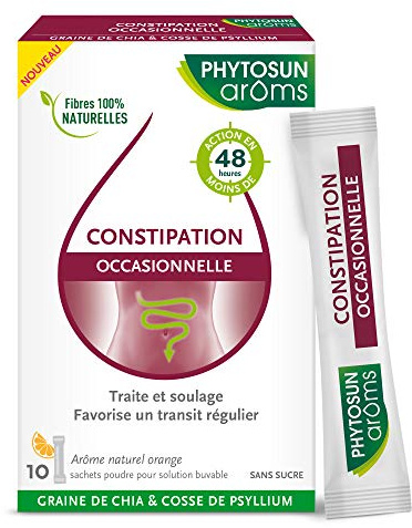 Phytosun Arôms - Constipation Occasionnelle - Arôme Naturel Orange - Sans Sucre - 10 Sachets Poudre pour Solution Buvable