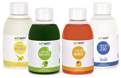 winwinCLEAN® 4 x fresh AIR 250ml Raumluftdeo I Luftreinigungs-Konzentrat | Für Luftreiniger, Air Purifier & Raumluftreiniger mit Wasserfilter I Entfernt Pollen, Staub, Tierhaare, Schimmel, etc.