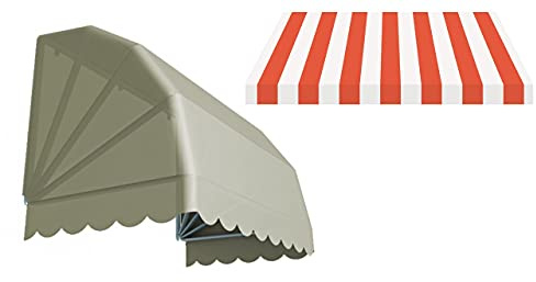 Generico Tenda da Sole a CAPPOTTINA a 4 Raggi Realizzata in Tessuto Acrilico Giovanardi, Struttura Bianca (250 x 80 cm) (bianco e arancione)