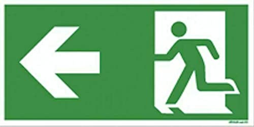 Fluchtweg Notausgang Schild Aufkleber nachleuchtend - selbstklebend - ASR A1.3 von MBS-FIRE®, Größe: Pfeil links