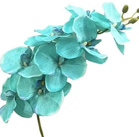 Gladiolus garden 5pcs Faux Butterfly Orchid Flower Branch 8 Heads Artificial Moth Phalaenopsis Plant 105cm Long for Wedding Centerpieces Floral Arrangement (teal blue)