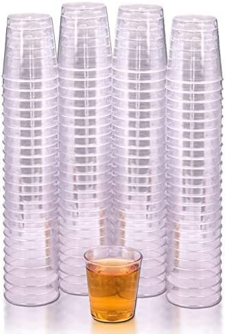 Shot Glasses, Plastic Shot and Desert Glass, Strong Durable Hard Plastic, Quality Crystal Clear Shot Cups Reusable Crystal Clear Plastic Cups for Parties, Wedding (25)