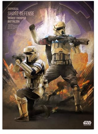 Displate Offiziell Star Wars MetallPoster Magnetische Befestigung Inklusive Lizenziert Bilder Hochwertiges Poster Rogue One Key Forces - Scarif Trooper Poster 45 cm x 32 cm