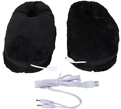 Scaldapiedi Elettrico, Scarpe Riscaldanti USB Morbide Pantofole Riscaldate in Peluche Riscaldate Elettriche per Scarpe Riscaldate Scaldapiedi Nero