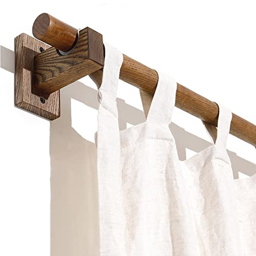 Tringle à Rideau Simple/Double Tige en Bois montée sur Le côté en Bois Massif Tige Romaine Couleur Noyer Support de Rideau Simple Porteur, 39,4 Pouces à 55,1 Pouces (Color : Single Rod, Size : 55.1