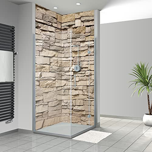 WANDFREUDE individuelle Duschrückwand Aluverbundplatte auf Maß (2 Stück - Steinwand - Premium Matt Lack) – Dusche Wandverkleidung Duschwandverkleidung Duschrückwände