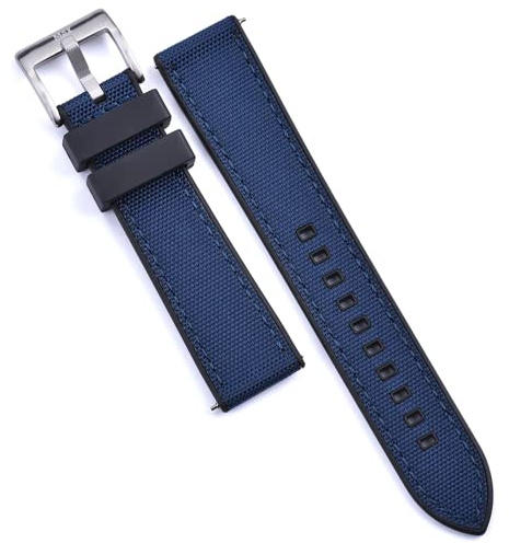 Max Bracelet de montre en toile de voile avec dos en caoutchouc FKM et bracelet de rechange à dégagement rapide, couleur au choix, 22mm
