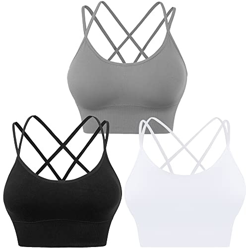 Evercute Reggiseno Sportivo Opaco da Donna, ① Nero, Bianco, Grigio, Confezione da 3, S