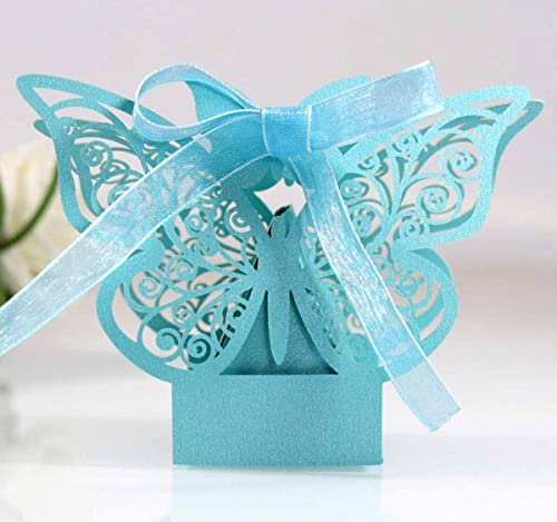 #N/A 25 Stück Schmetterling Süßigkeiten Schachtel für Hochzeit Taufe Gastgeschenk Geschenkbox Kartonage Schachtel Tischdeko Bonboniere Box,Kinder Party süße Boxen,Hochzeit Dekoration,T-Blau