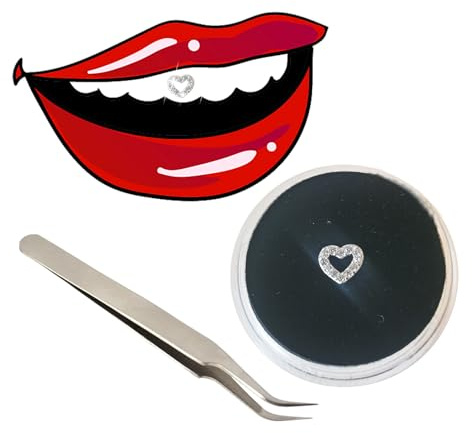 Chamon Sterling Silver Heart Tooth Gems - Mini Real Silver DIY Aesthetic Heart Shapes for Smile Decorations Cosplay All Seasons