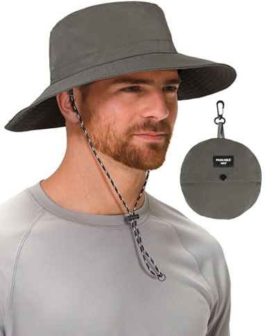 MELLIEX Sonnenhut Herren Damen UV-Schutz Boonie Hat Wasserdicht Atmungsaktiv Wanderhut Breite Krempe Anglerhut Outdoor Safari Hut, Grau