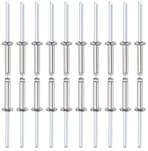 DTGN 50Paquet 4mm x 20mm (DxL) Aveugle Rivets Dôme Ouvrir Fin Rivet | 304 Inox Acier, Bien pour Machines Assemblage