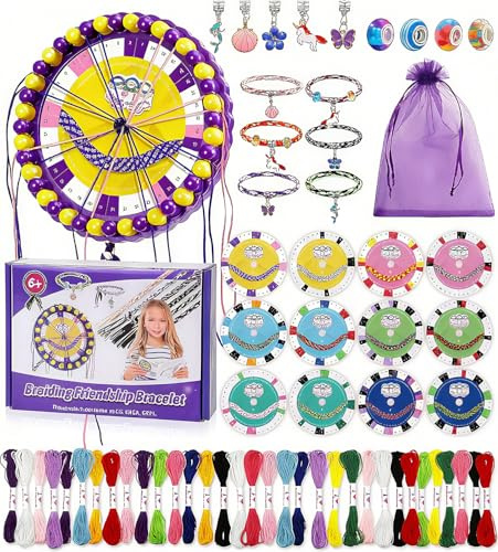 Ophy Freundschaftsbänder Bastelset für Mädchen mit 48Garnbündeln und 6Flechtkarten, Freundschaft Armbänder Basteln Flechtset Alter6-12DIY Kunst und Bastelspielzeug Weihnachten Burtstagsgeschenke 175