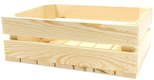 Generisch Scatola decorativa 35 x 25 x 12 cm, scatola di legno per la conservazione di vino, frutta, verdura, ecologica, piallata (35 x 25 x 12)