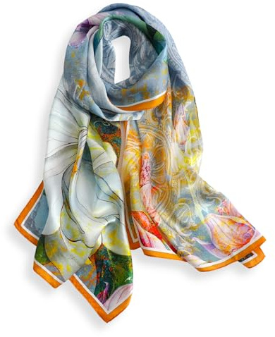 PoeticEHome Sciarpa Lunga in 100% Seta di Gelso - Scialle Oversize Donna per Testa, Collo e Capelli con Elegante Confezione Regalo (170x53cm)