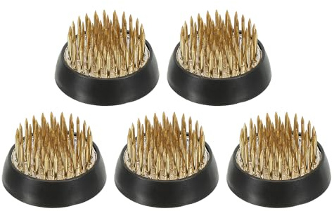 PATIKIL Rane Fiori Ikebana Kenzan 1,4 Fiori Composizione Strumento 5pz | Ottone Floreale Rana Spilli Contenitore, per Vaso Fiore Composizione, Tonalità Oro