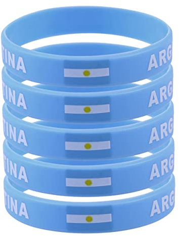KOMBIUDA 5stücke Armbänder Argentinien Flagge Silikon Sportbänder Weich Komfortabel Umweltfreundlich Für Fußballspiele Fans Herren Damen