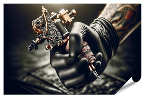 islandburner Prime Bild Poster Tattoo-Maschine im Einsatz im Studio Premium Bilder Fotodruck