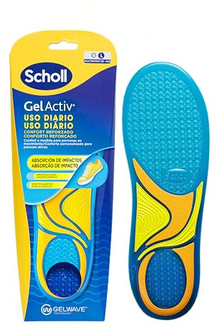 Scholl GelActiv herrsulor för vardagsskor, bekväma fötter hela dagen, med minnesskum och GelWave-teknik, storlek 40–46,5