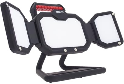 Xanlite - Projecteur LED IP54, 3400 lumens, 3 têtes orientables, 3 Modes, 10h autonomie, Blanc Froid, Rechargeable USB-C.