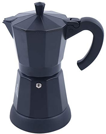 CLEADONG Caffettiera elettrica per espresso, 300 ml, macchina per caffè espresso in alluminio, per 6 tazze, caffettiera per caffè espresso con fondo separato (nero)