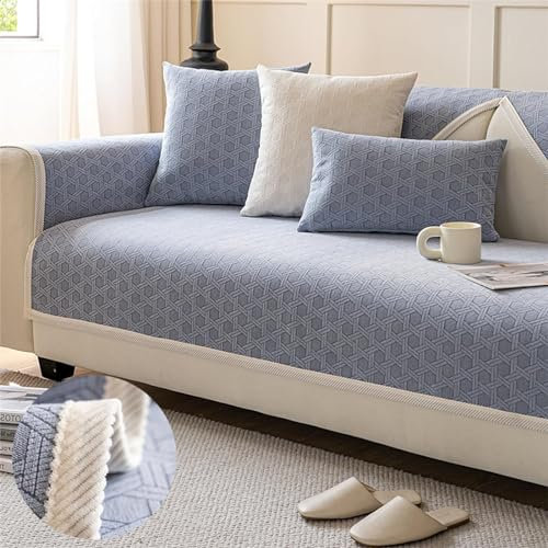 Bestciety Chenille-Stoff, wasser- und öldicht, Chenille-Couchüberzug, kratzfest, Couchhusse für Hunde, wasserabweisender Möbelschutz (Grau-A, 90 x 210 cm)
