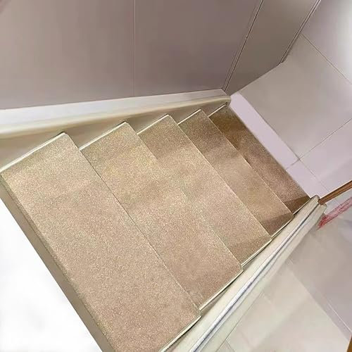 XRRJFYH Rechteckig Stufenmatten Innen 5 Stück Rechteckig Treppenteppich Selbstklebend Reppen Teppichstufen Treppenstufen Matten Stufenteppich(Ivory,26x90cm/10.2x35.4in)