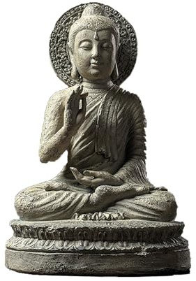 ZIMOIN Estatua de Buda de jardín vintage, estatua de Buda fina para jardín, patio, estatua de jardín al aire libre con acabado gris antiguo (B)