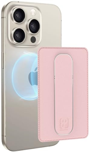 AMAYO – magnetisk mobiltelefonplånbok korthållare för MagSafe Wallet med fingerhållare – kortfodral fingerhållare stativ – hållare för iPhone tillbehör fodral väska (rosa)