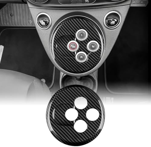 KUNGKIC Para Fiat Abarth 595/695 2012-2023 Auto Centro Consola Decoración Panel Palanca de Cambios Cambio Marco Interior Fibra de Carbono Duro Pegatinas Accesorios, Regalo, Transmisión Automática