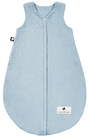 Julius Zöllner Musselin Sommerschlafsack denim, Größe 60 | aus weicher Musselin Baumwolle, sicher und schadstoffgepüft, ideal für warme Sommernächte