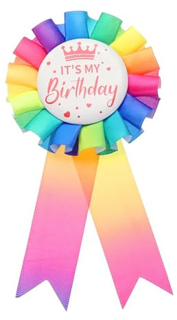 PATIKIL Geburtstagsbandnadel, 15x7cm Auszeichnungsband Stoff | It's My Geburtstag Nadel für Party Erwachsene Frauen Partydekorationen Feier Accessoire, Dunkler Regenbogen