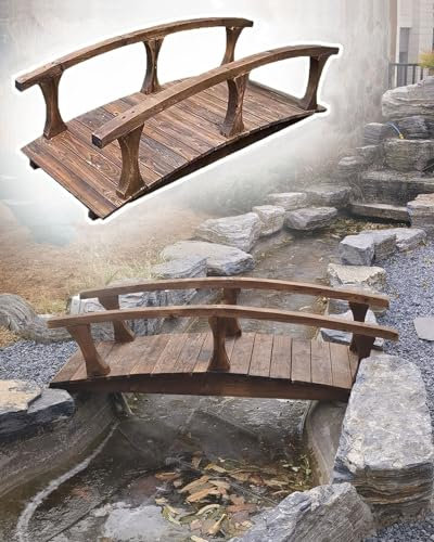 IBOWZ Gartenbrücke, Landschaftsbau-Holzbrücke für Teich-Wassergarten, gewölbte Gartenbrücken im Freien, Fischteichbrücke über Wasser/Bach/Fluss, dekorative Fußgängerbrücke