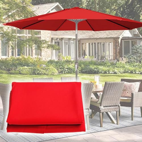 Sonnenschirm Ersatzbezug, 6/8 Rippen, 2M 2.3M 2.5M 2.7M 3M 3.5M Terrassenschirm Bespannung Stoffbezug, Wasserdicht, Ersatzabdeckung Für Gartenschirm, Outdoor Marktschirm Ersetzen Top(Red,3M/8Ribs)
