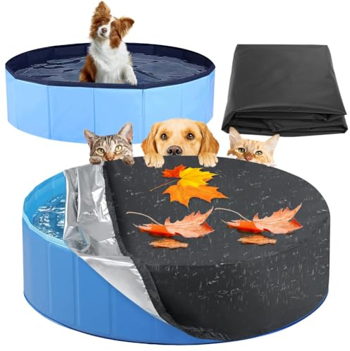 Gohytal Rund Poolabdeckung, 160 x 30cm Runde Pool Abdeckung, äbdeckung für Hundepools, Runde Schwimmbad Abdeckung Poolabdeckung für Pools, Wasserdicht Oxford Tuch poolabdeckung für Hund Kinderpool
