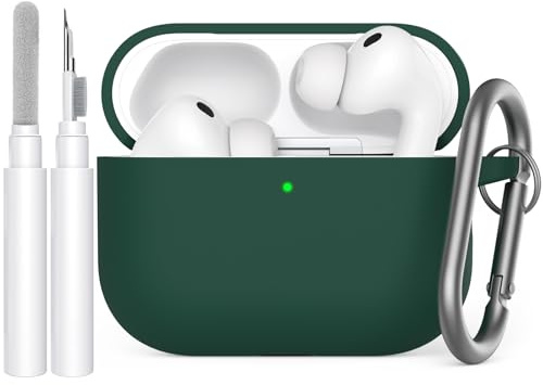 AhaStyle Hülle für AirPods Pro 3 (2025) mit Reinigungsstift | Kabelloses Laden, Mit Handschlaufe/Karabiner, Premium-Silikon, Rundumschutz, Stoßfest, Apple AirPods Pro 3 Zubehör