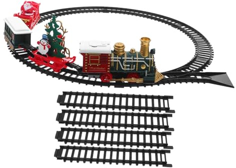 ORFOFE Treno Elettrico per Ragazzo Ragazza Ragazza con Luci e Suoni di Trenini Natalizi con Binari Colorati Treno Giocattolo con Scena Festiva Alimentato Batteria Facile da Montare