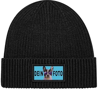 NIMAMA Personalisierte Mütze Beanie mit Foto Bedrucken Lassen - Herren & Damen Wintermütze Strickmütze als Geschenk selbst gestalten - Werbegeschenke mit eigenem Logo für Firmen & Vereine