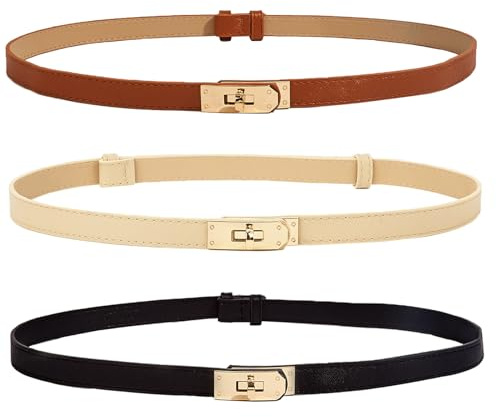 Meleager Schmaler Gürtel damen,Verstellbarer gürtel leder,Retro Klassisch Skinny Taillengürtel,für Kleider,Freizeithosen,Jeans