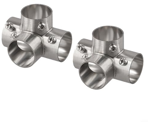 Edelstahl Kleiderstange Rohrverbinder Flansch mit 26mm Innendurchmesser für Regale, Möbelmontage und Gewächshausbau (rechtwinklig 4-fach)