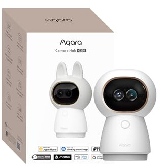 Aqara 4K UHD Dual-Lens Matter Camera Hub G350, Indoor Security Camera 9X Zoom, 360° Pan & Tilt, AI Auto-Tracking, Face/Gesture Recognition, Works with Apple HomeKit, Alexa, Google Home, SmartThings