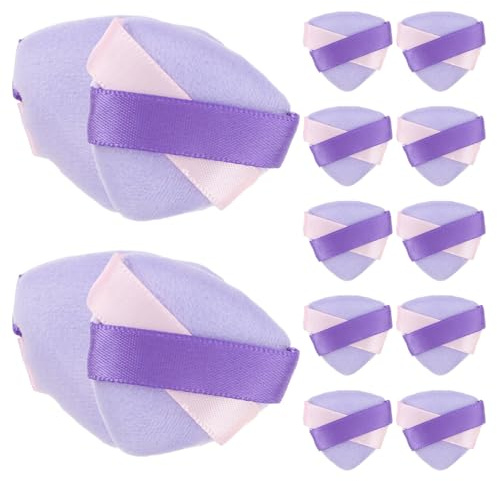 Mipcase Lot de 20 Houppettes Triangulaires en Velours Cristal Bleu Mini Applicateurs Poudre et Fond de Teint pour Visage et Corps Format Compact Double Ruban Antidérapant pour