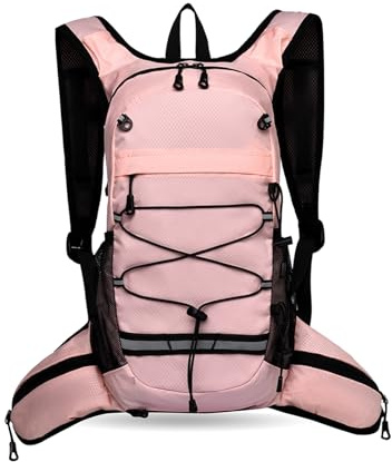 PORRASSO Wanderrucksack Wasserdichter Rucksack Reiserucksack Leichter Hiking Backpack Reflektierendes Design Tagesrucksack für Damen Herren Trekking Radfahren Klettern Reisen Sport Rosa