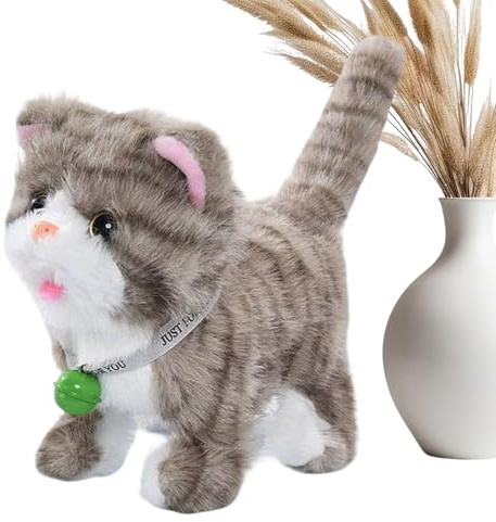 Genérico Gatto Di Peluche Camminatore,17 cm Interattivo e Adorabile, Parlante con Suoni Animali Domestici Elettronici - Per Bambini E Ragazze Amanti Di Animali Domestici Compleanno