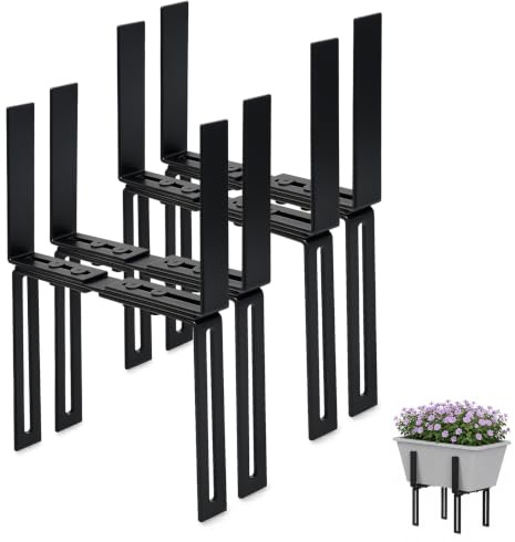 TSKDKIT 4-pack fästen för balkongplanterare och lådor, dubbla justerbara blomlådor utan borr, hållare för 1,5–32 cm balkongräcken, passar 15–23 cm planteringslådor