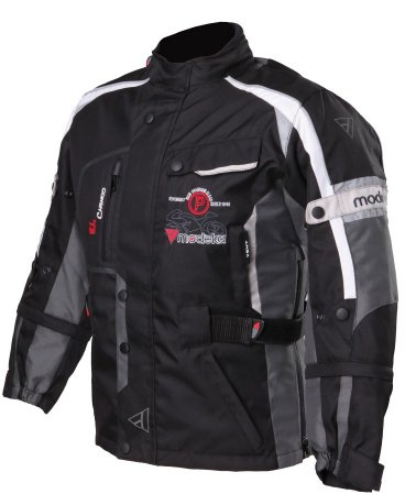 Modeka El Chango Giacca tessile per moto per bambini, nero/grigio, 140