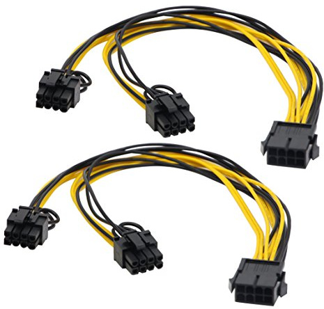 zdyCGTime 2 Unidades de 8 Pines PCI-E PCI Express Tarjeta gráfica de vídeo 8 Pines GPU VGA Hembra a Dual 8 Pines (6+2) Pin PCI-E Macho y Divisor Cable de extensión 8 Pines GPU(30 cm)