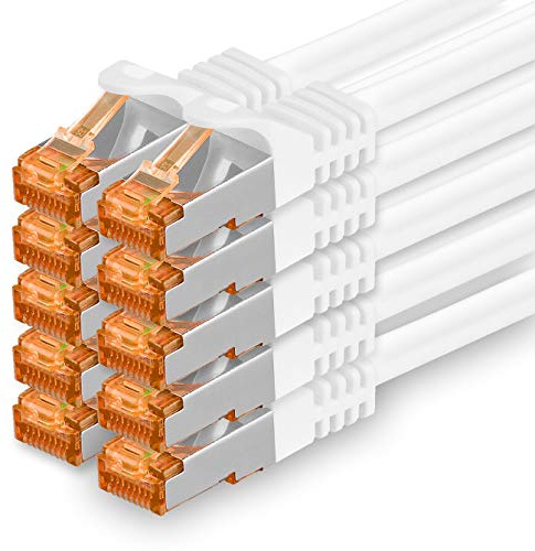 1aTTack.de 10x 1,5m Blanc - Câble Réseau Ethernet Cat7 Cat 7 10 GB/s SFTP - RJ45 Ethernet LAN DSL Routeur Modem