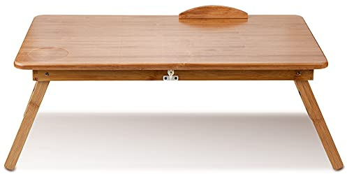 Verstellbarer Bambus Betttisch, Laptopständer mit Lesetablett, Klappbar, für Bett und Sofa, 50 x 30 cm