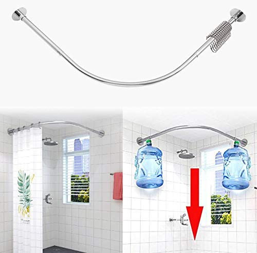 Tanxih Eck-Duschvorhangstange, verstellbar, Edelstahl, L-förmig, ohne Bohren, für Badezimmer, Badewanne, Bekleidungsgeschäft (Silber, 70-100cm X 70-100cm)